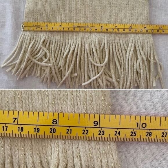 Cejon White Knit Scarf with Metallic Gold to add a little bling 72 in L x 9 in W - Picture 6 of 7